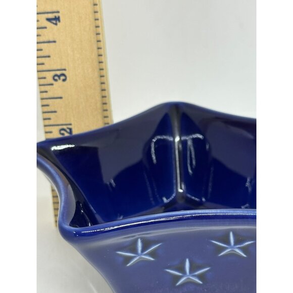 VTG Longaberger American Eagle Cobalt Blue Star Bowl | Divided Candy Nut Dish - Picture 6 of 7